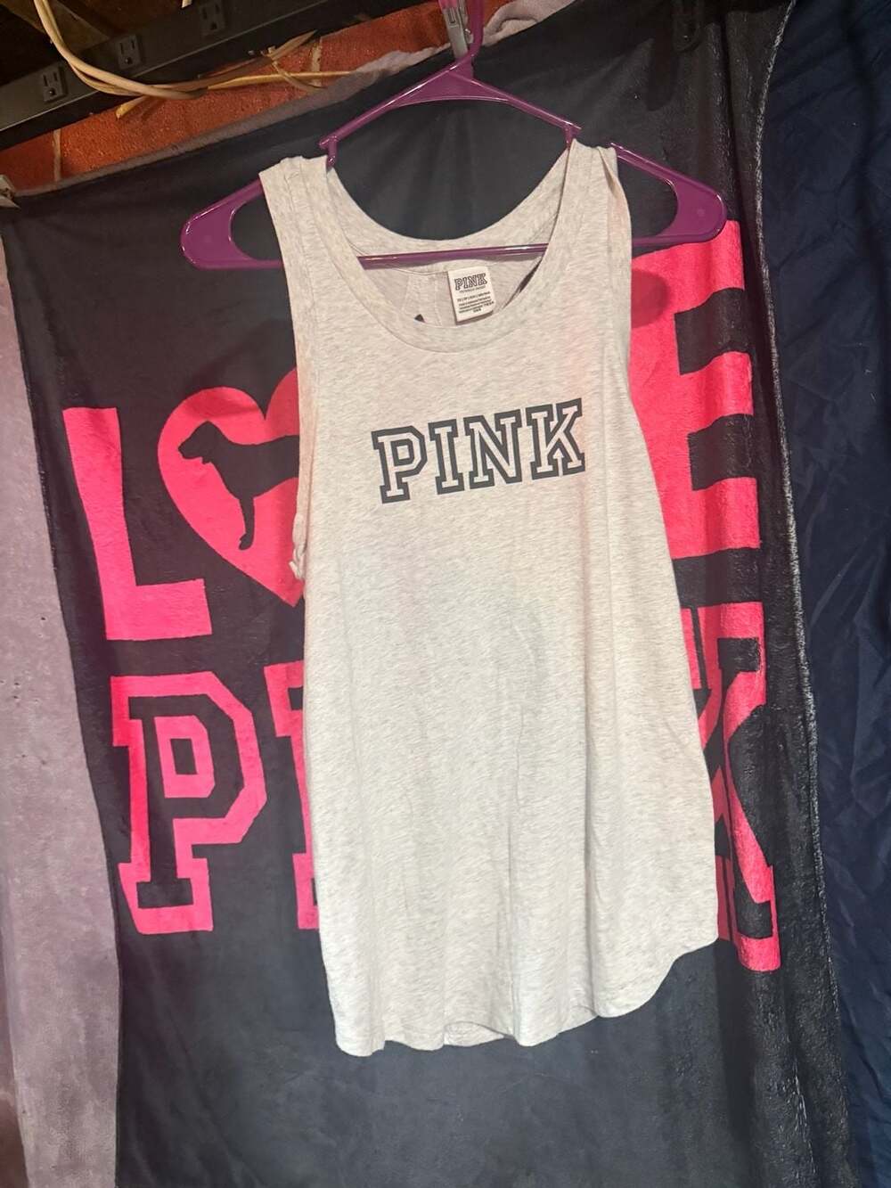 Victoria's Secret PINK Gray Heathered Open Back Tank Top Size XS